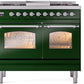 ILVE Nostalgie II 40" Dual Fuel Propane Gas Range in Emerald Green with Chrome Trim, UPD40FNMPEGCLP