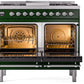 ILVE Nostalgie II 40" Dual Fuel Propane Gas Range in Emerald Green with Chrome Trim, UPD40FNMPEGCLP