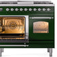 ILVE Nostalgie II 40" Dual Fuel Propane Gas Range in Emerald Green with Chrome Trim, UPD40FNMPEGCLP