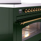 ILVE Nostalgie II 36" Induction Range with Element Stove and Electric Oven in Emerald Green with Brass Trim, UPI366NMPEGG