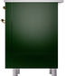ILVE Nostalgie II 36" Induction Range with Element Stove and Electric Oven in Emerald Green with Brass Trim, UPI366NMPEGG