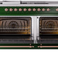 ILVE Nostalgie II 60" Dual Fuel Propane Gas Range in Emerald Green with Copper Trim, UP60FSNMPEGPLP