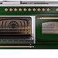 ILVE Nostalgie II 60" Dual Fuel Propane Gas Range in Emerald Green with Copper Trim, UP60FSNMPEGPLP