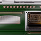 ILVE Nostalgie II 60" Dual Fuel Propane Gas Range in Emerald Green with Copper Trim, UP60FSNMPEGPLP