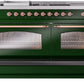ILVE Nostalgie II 60" Dual Fuel Propane Gas Range in Emerald Green with Copper Trim, UP60FSNMPEGPLP
