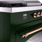 ILVE Nostalgie II 60" Dual Fuel Propane Gas Range in Emerald Green with Copper Trim, UP60FSNMPEGPLP