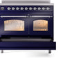 ILVE Nostalgie II 40" Induction Range with Element Stove and Electric Oven in Blue with Chrome Trim, UPDI406NMPMBC