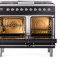 ILVE Nostalgie II 40" Dual Fuel Natural Gas Range in Black with Chrome Trim, UPD40FNMPBKC