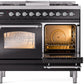 ILVE Nostalgie II 40" Dual Fuel Natural Gas Range in Black with Chrome Trim, UPD40FNMPBKC