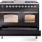 ILVE Nostalgie II 40" Dual Fuel Natural Gas Range in Black with Chrome Trim, UPD40FNMPBKC