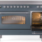 ILVE Nostalgie II 48" Induction Range with Element Stove and Electric Oven in Blue Grey with Chrome Trim, UPI486NMPBGC