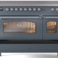 ILVE Nostalgie II 48" Induction Range with Element Stove and Electric Oven in Blue Grey with Chrome Trim, UPI486NMPBGC