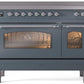 ILVE Nostalgie II 48" Induction Range with Element Stove and Electric Oven in Blue Grey with Chrome Trim, UPI486NMPBGC