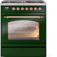 ILVE Nostalgie II 30" Dual Fuel Natural Gas Range in Emerald Green with Copper Trim, UP30NMPEGP