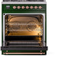 ILVE Nostalgie II 30" Dual Fuel Natural Gas Range in Emerald Green with Copper Trim, UP30NMPEGP