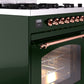 ILVE Nostalgie II 30" Dual Fuel Natural Gas Range in Emerald Green with Copper Trim, UP30NMPEGP