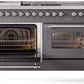 ILVE Nostalgie II 60" Dual Fuel Propane Gas Range in Matte Graphite with Chrome Trim, UP60FSNMPMGCLP