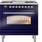 ILVE Nostalgie II 36" Dual Fuel Natural Gas Range in Blue with Chrome Trim, UP36FNMPMBC