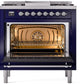 ILVE Nostalgie II 36" Dual Fuel Natural Gas Range in Blue with Chrome Trim, UP36FNMPMBC