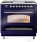 ILVE Nostalgie II 36" Dual Fuel Natural Gas Range in Blue with Chrome Trim, UP36FNMPMBC
