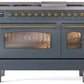 ILVE Nostalgie II 48" Dual Fuel Propane Gas Range in Blue Grey with Brass Trim, UP48FNMPBGGLP