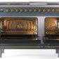ILVE Nostalgie II 48" Dual Fuel Propane Gas Range in Blue Grey with Brass Trim, UP48FNMPBGGLP