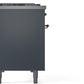 ILVE Nostalgie II 48" Dual Fuel Propane Gas Range in Blue Grey with Brass Trim, UP48FNMPBGGLP
