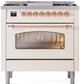 ILVE Nostalgie II 36" Dual Fuel Natural Gas Range in Antique White with Copper Trim, UP36FNMPAWP