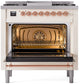 ILVE Nostalgie II 36" Dual Fuel Natural Gas Range in Antique White with Copper Trim, UP36FNMPAWP
