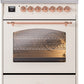 ILVE Nostalgie II 30" Dual Fuel Propane Gas Range in Antique White with Copper Trim, UP30NMPAWPLP