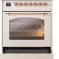 ILVE Nostalgie II 30" Dual Fuel Propane Gas Range in Antique White with Copper Trim, UP30NMPAWPLP