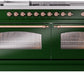 ILVE Nostalgie II 60" Dual Fuel Natural Gas Range in Emerald Green with Copper Trim, UP60FSNMPEGP