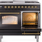 ILVE Nostalgie II 40" Dual Fuel Propane Gas Range in Black with Brass Trim, UPD40FNMPBKGLP