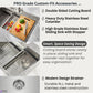 FORNO Acqua 48" Drop-In/Undermount 3 Level Workstation Sink, 2 Faucets, Glass Rinser in Stainless Steel, J-WP30