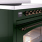 ILVE Nostalgie II 48" Induction Range with Element Stove and Electric Oven in Emerald Green with Bronze Trim, UPI486NMPEGB