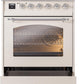 ILVE Nostalgie II 30" Induction Range with Element Stove and Electric Oven in Antique White with Chrome Trim, UPI304NMPAWC