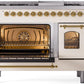 ILVE Nostalgie II 48" Dual Fuel Propane Gas Range in Antique White with Brass Trim, UP48FNMPAWGLP