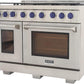 Kucht Professional 48" 6.7 cu. ft. Propane Gas Range in Stainless Steel with Blue Accents, KFX480/LP-B