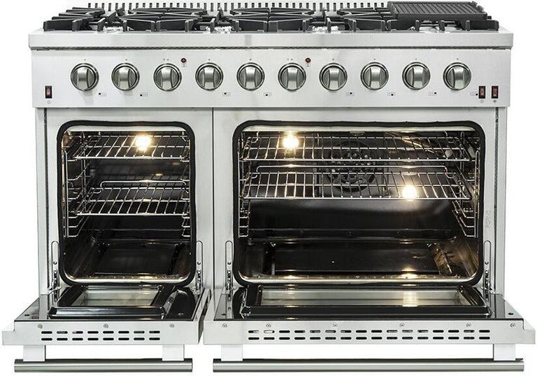 Forno Appliance Package - 48" Gas Burner, Electric Oven Range and 60" Refrigerator, AP-FFSGS6244-48-23