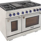 Kucht Professional 48" 6.7 cu. ft. Propane Gas Range in Stainless Steel with Blue Accents, KFX480/LP-B