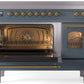 ILVE Nostalgie II 48" Induction Range with Element Stove and Electric Oven in Blue Grey with Brass Trim, UPI486NMPBGG