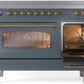 ILVE Nostalgie II 48" Induction Range with Element Stove and Electric Oven in Blue Grey with Brass Trim, UPI486NMPBGG