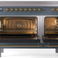ILVE Nostalgie II 48" Induction Range with Element Stove and Electric Oven in Blue Grey with Brass Trim, UPI486NMPBGG