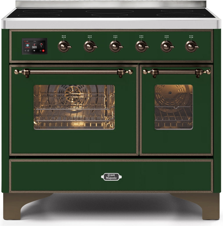 ILVE Majestic II 40" Induction Range with Element Stove and Electric Oven in Emerald Green with Bronze Trim, UMDI10NS3EGB
