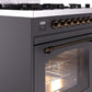 ILVE Nostalgie II 30" Dual Fuel Natural Gas Range in Matte Graphite with Bronze Trim, UP30NMPMGB