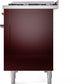 ILVE Nostalgie II 48" Dual Fuel Natural Gas Range in Burgundy with Chrome Trim, UP48FNMPBUC