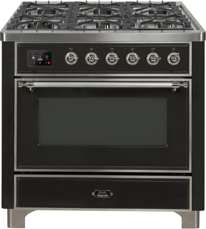 ILVE Majestic II 36" Dual Fuel Propane Gas Range in Matte Graphite with Chrome Trim, UM09FDNS3MGCLP