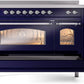 ILVE Nostalgie II 48" Induction Range with Element Stove and Electric Oven in Blue with Chrome Trim, UPI486NMPMBC