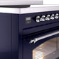 ILVE Nostalgie II 48" Induction Range with Element Stove and Electric Oven in Blue with Chrome Trim, UPI486NMPMBC