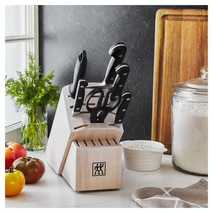 ZWILLING 7pc Knife Set in Solid White Rubberwood Block, Pro Series